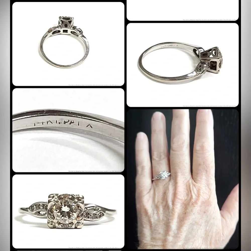 🩶 SOLD! 🩶 Retro Mid Century 14K Gold Diamond Ring - Antique Art Deco - Picture 10 of 13